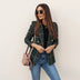 Plaid Double-Breasted Blazer for Women - Green