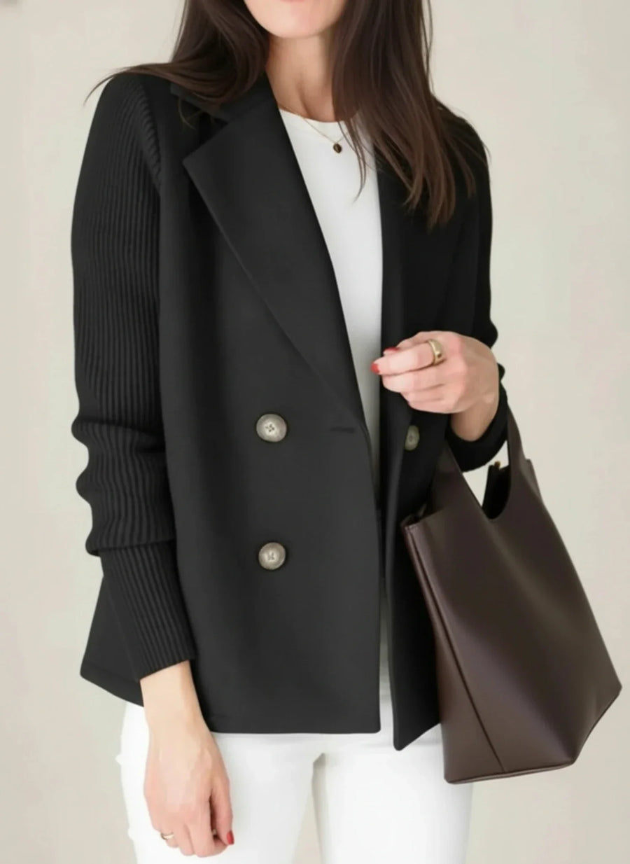 Luvrefashion | Ladies' Double Breasted Blazer in Beige - image 6