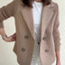 Ladies' Double-Breasted Blazer - Taupe