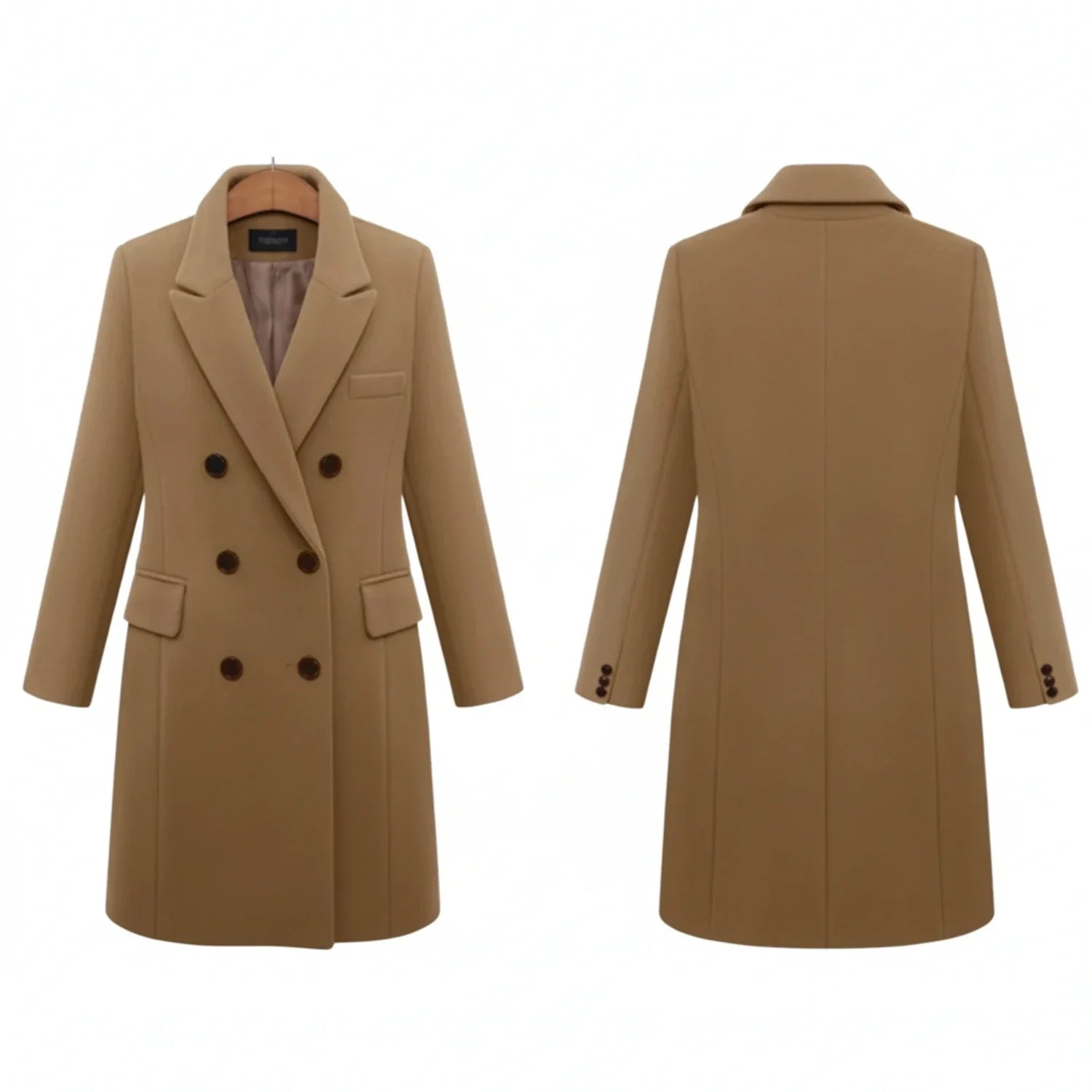 Luvrefashion | Cozy Double Breasted Winter Coat in Black - side view