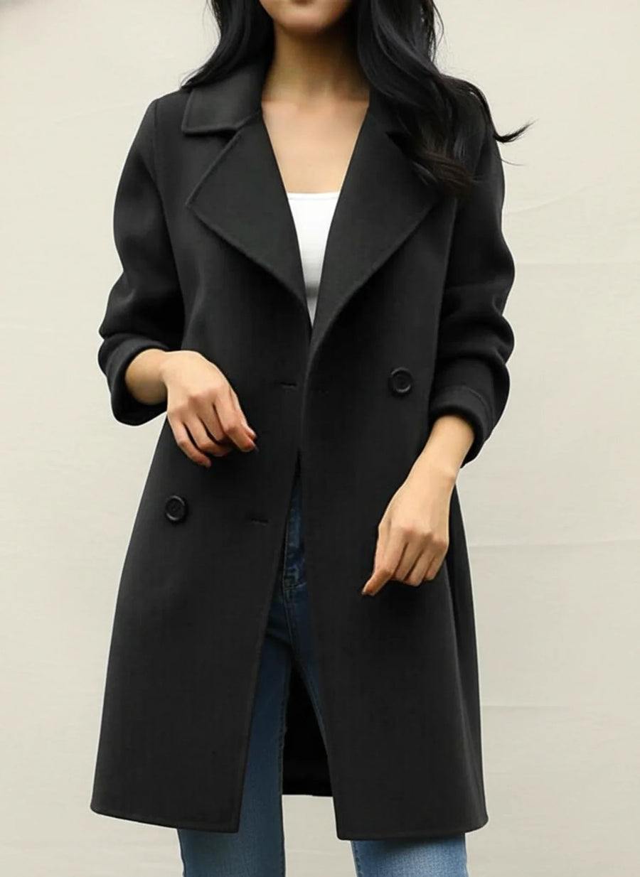 Luvrefashion | Chic Double Breasted Coat for in Army Green - back view