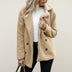 Double-Breasted Teddy Peacoat for Women - Beige