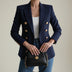 Tailored Double-Breasted Blazer for Women - Blue