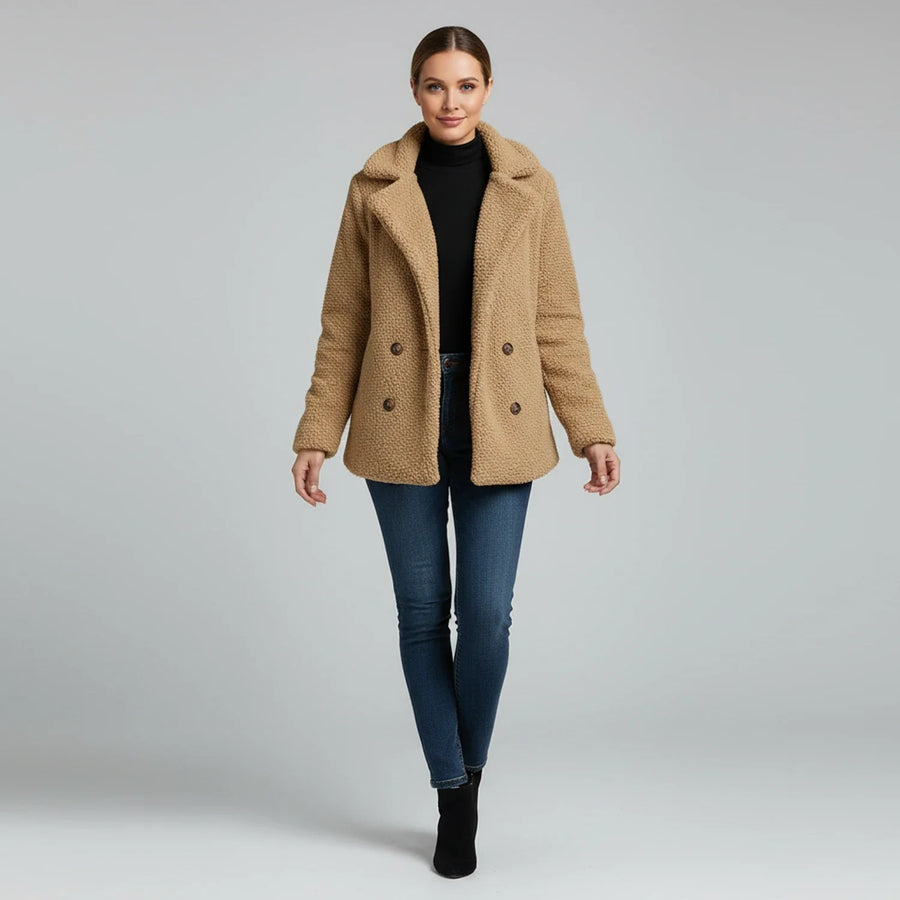 Luvrefashion | Double Breasted Jacket for in Khaki - back view