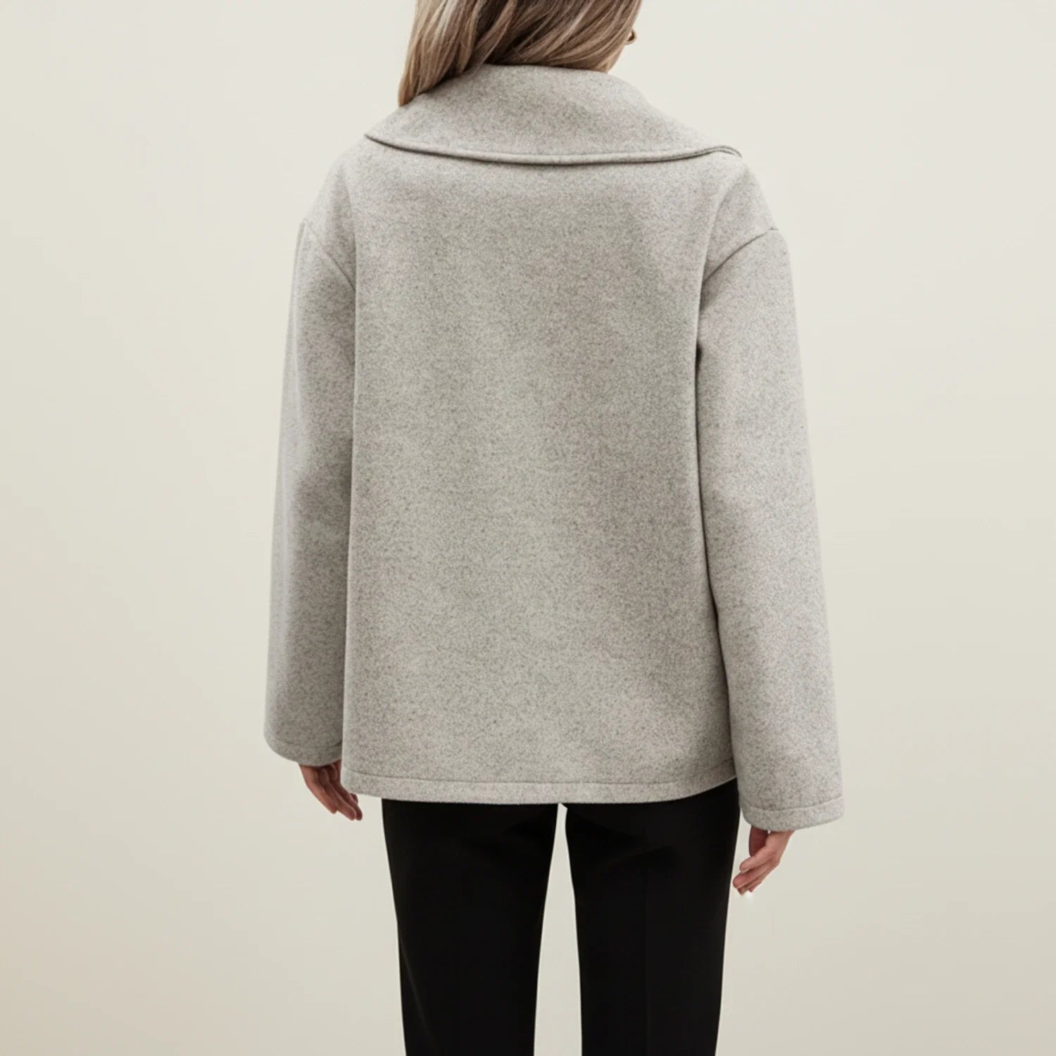 Double Breasted Winter Pea Coat for in Gray - styled look