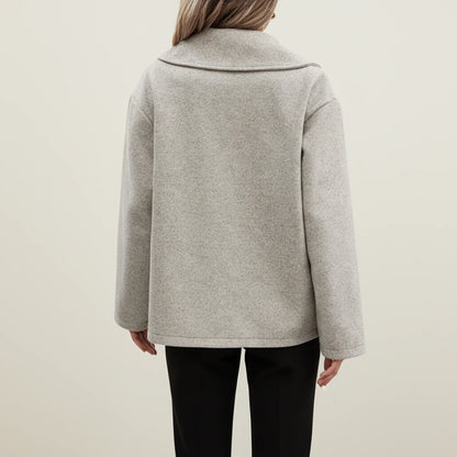 Double Breasted Winter Pea Coat for in Gray - styled look