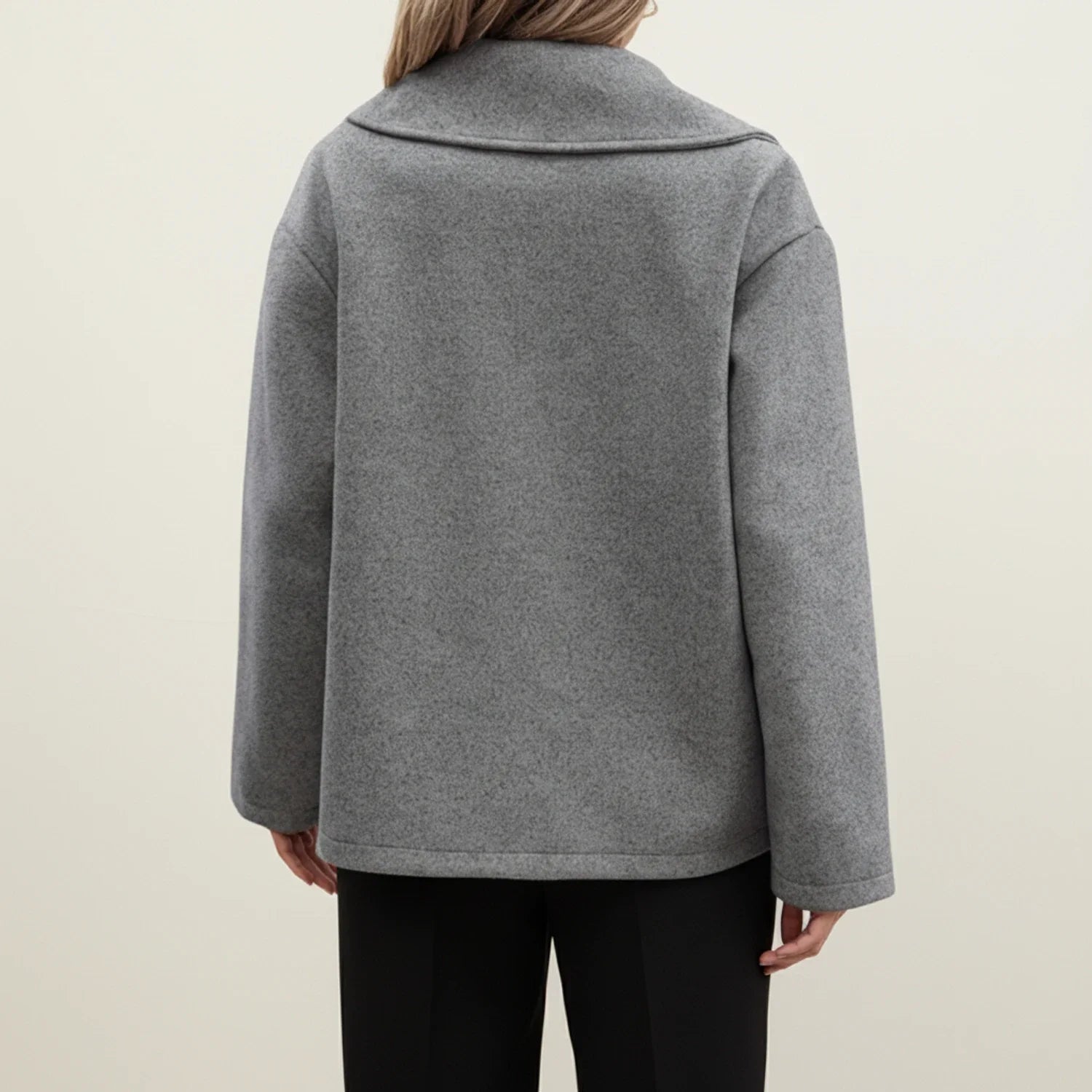 Double Breasted Winter Pea Coat for in Gray - back view