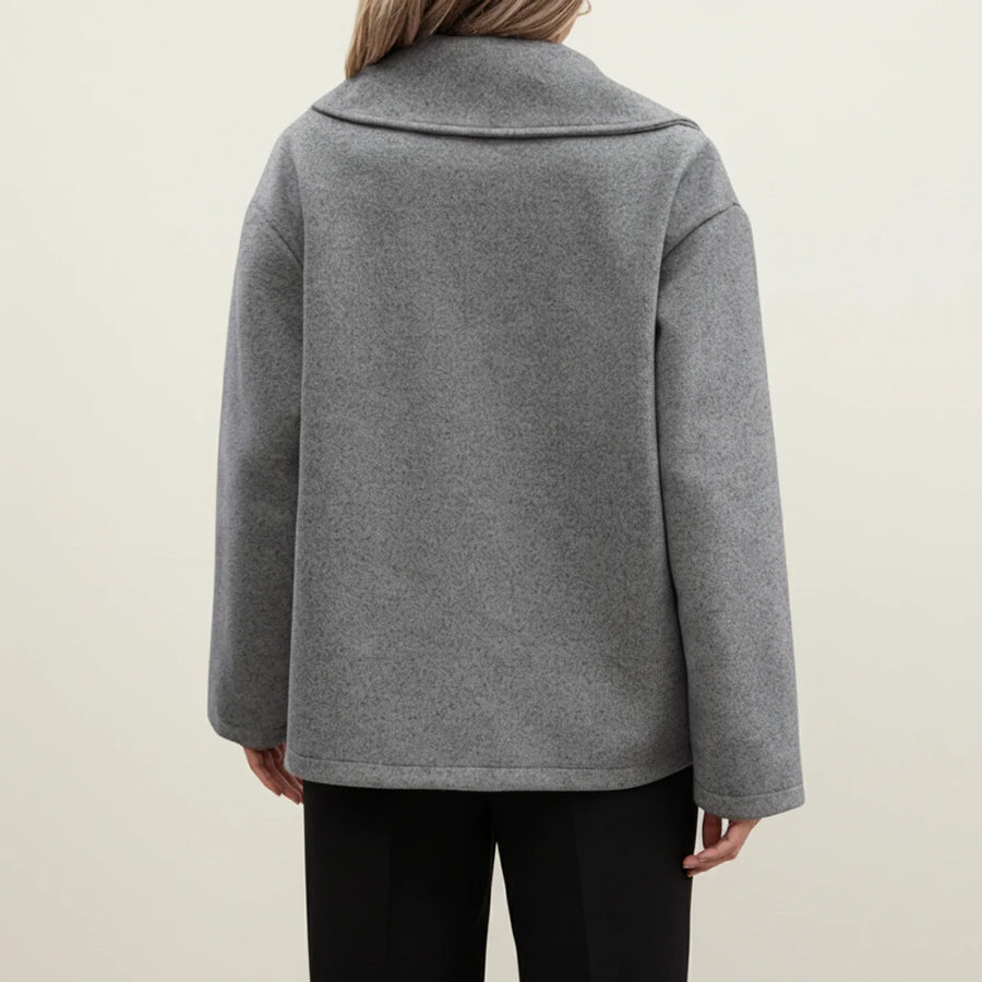 Luvrefashion | Double Breasted Winter Pea Coat for in Gray - back view