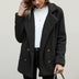 Double-Breasted Teddy Peacoat for Women - Black