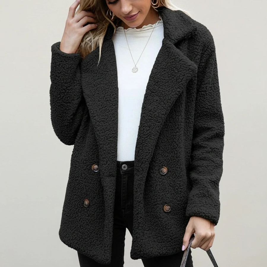 Luvrefashion | Double Breasted Teddy Peacoat for in Beige - image 6