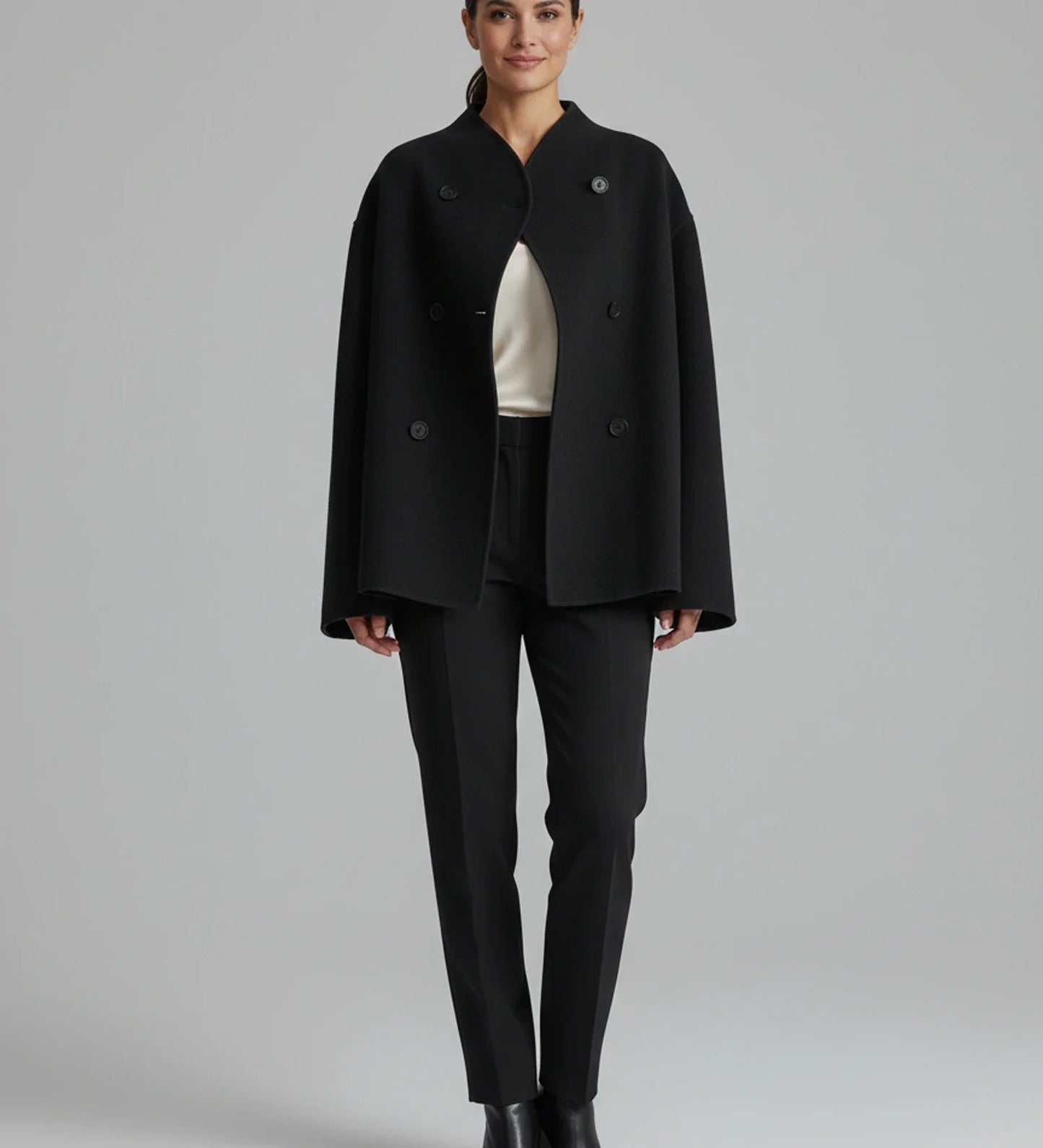 Luvrefashion | Ladies' Collarless Double Breasted Short Jacket in Khaki - image 6