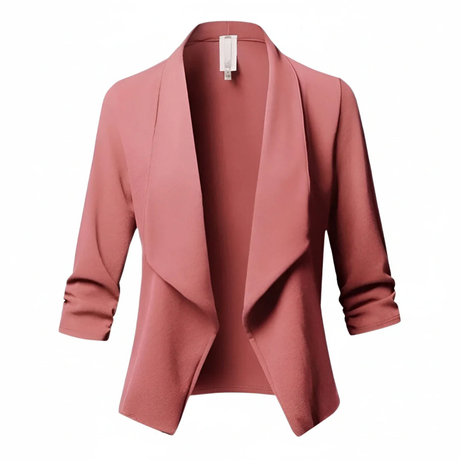 Luvrefashion | Draped Front Blazer for in Pink - side view