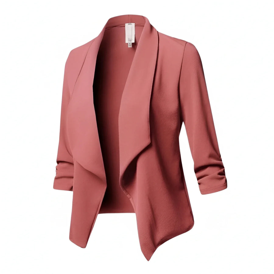 Luvrefashion | Draped Front Blazer for in Pink - front view