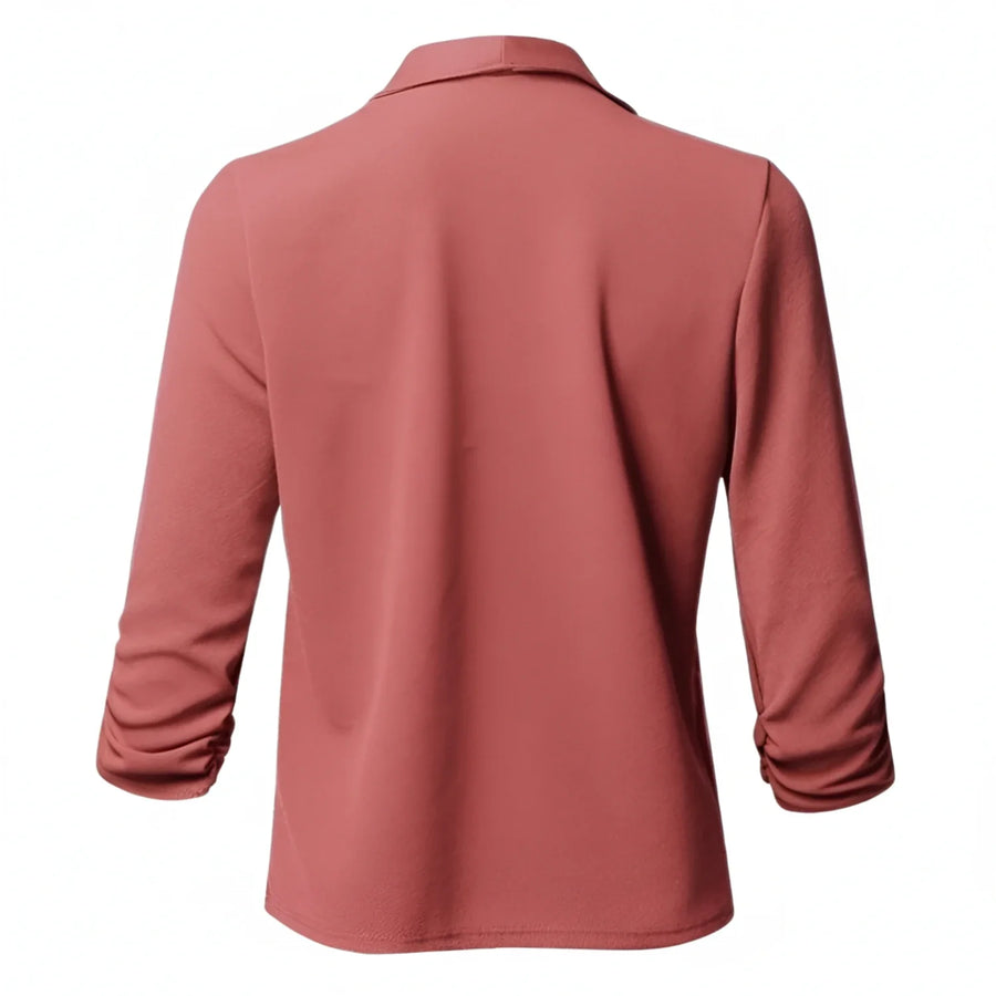 Luvrefashion | Draped Front Blazer for in Pink - back view