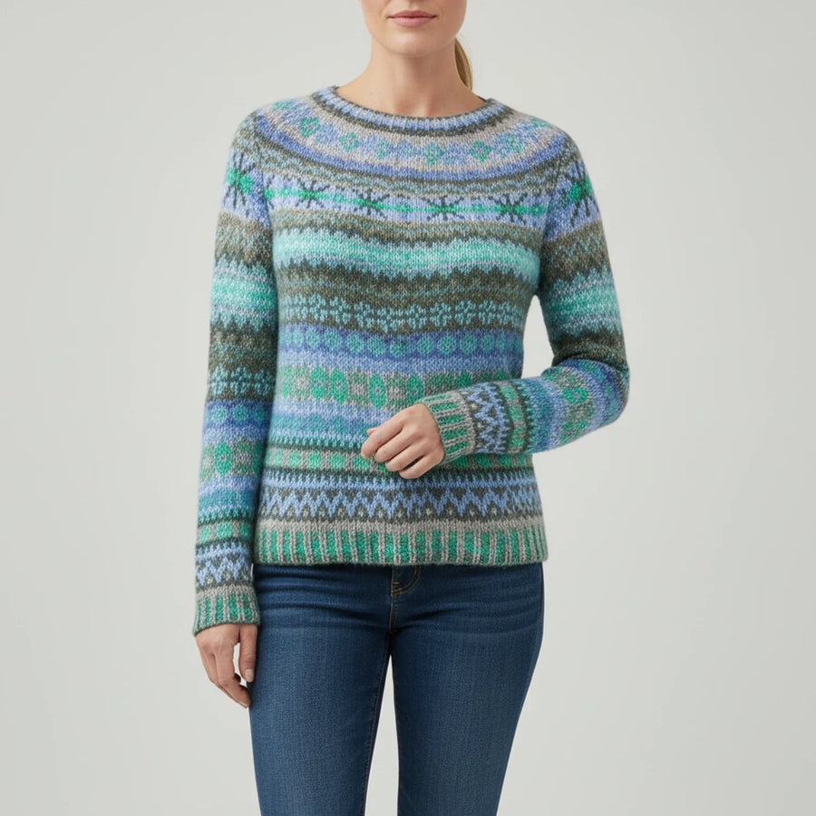 Luvrefashion | Textured Stripe Crewneck Pullover Sweater for in Multicolor - side view