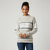 Mock Neck Pullover Sweater with Fair Isle Pattern for Women - Beige