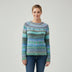 Textured Stripe Crewneck Pullover Sweater for Women - Multicolor