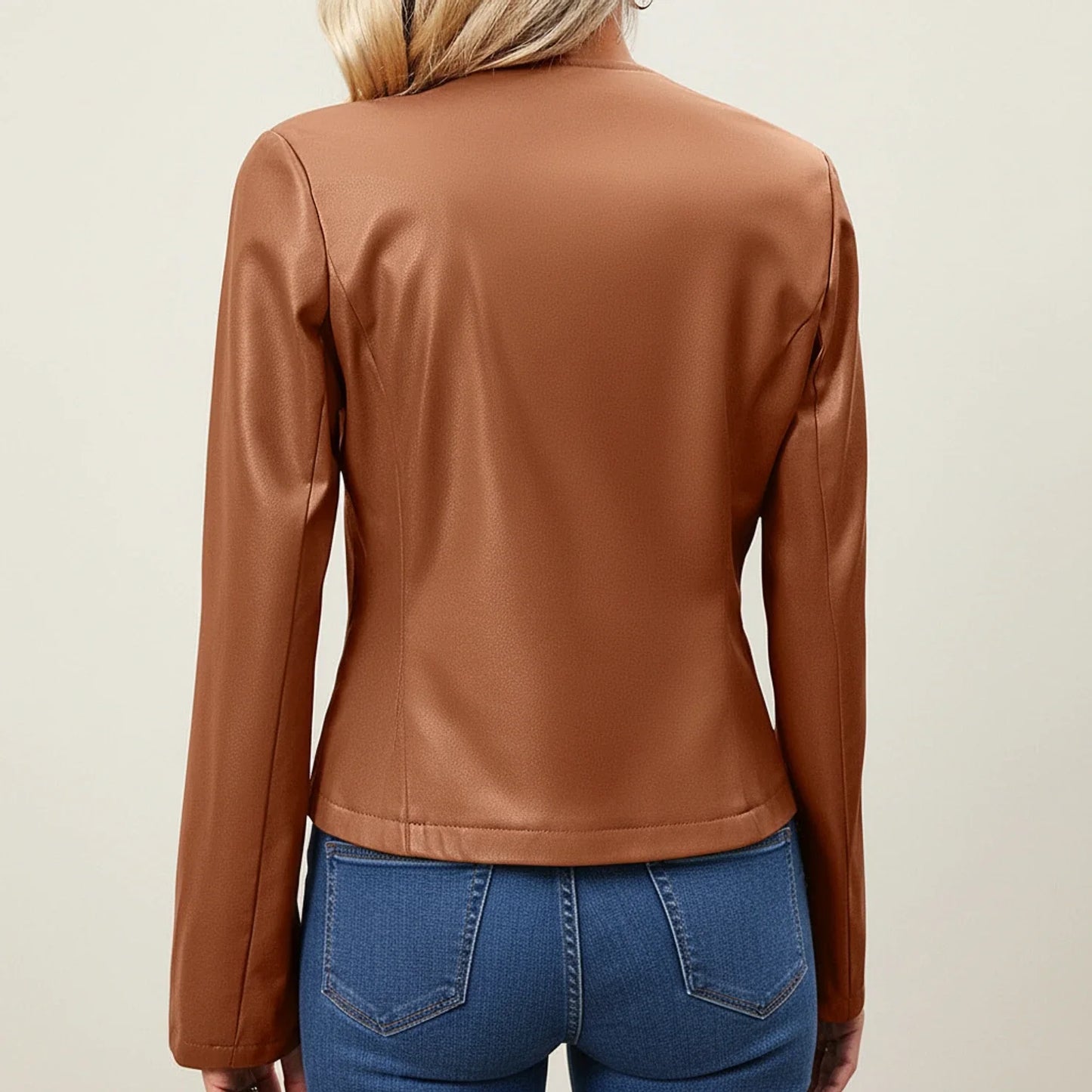 Luvrefashion | Leather Jacket for Slim Fit Design in Brown - side view