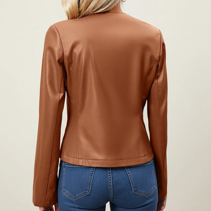 Luvrefashion | Leather Jacket for Slim Fit Design in Brown - side view