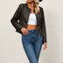 Leather Jacket for Women - Slim Fit Design - Coffee