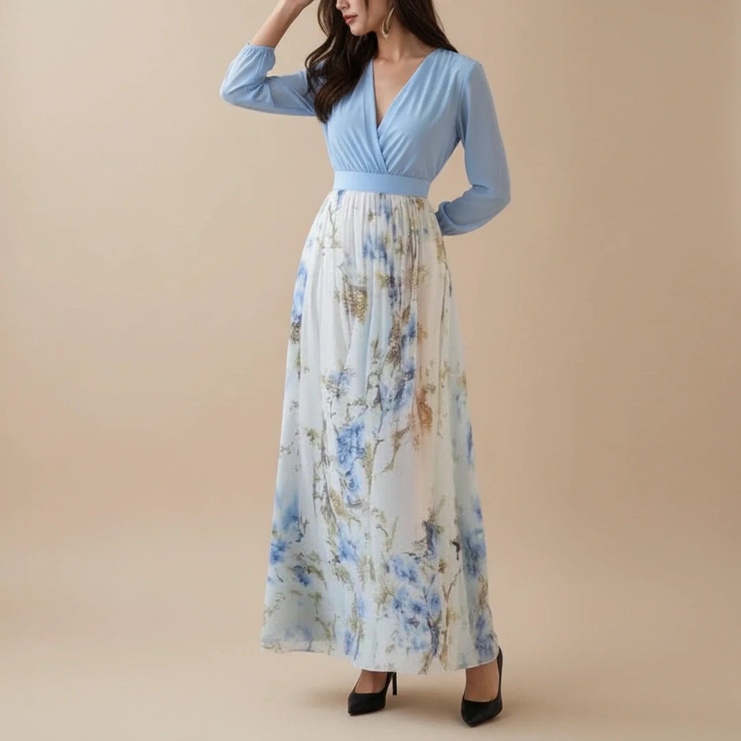 Floral A Line Maxi Dress for in Floral - side view