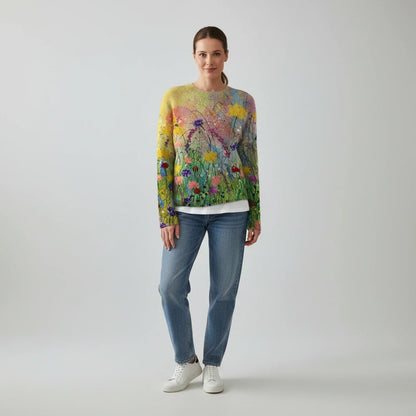 Luvrefashion | Wildflower Floral Print Pullover Sweater for in Floral - back view