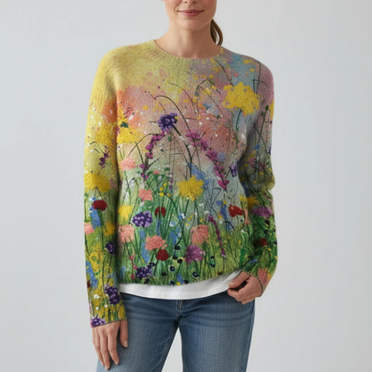 Luvrefashion | Wildflower Floral Print Pullover Sweater for in Floral - side view