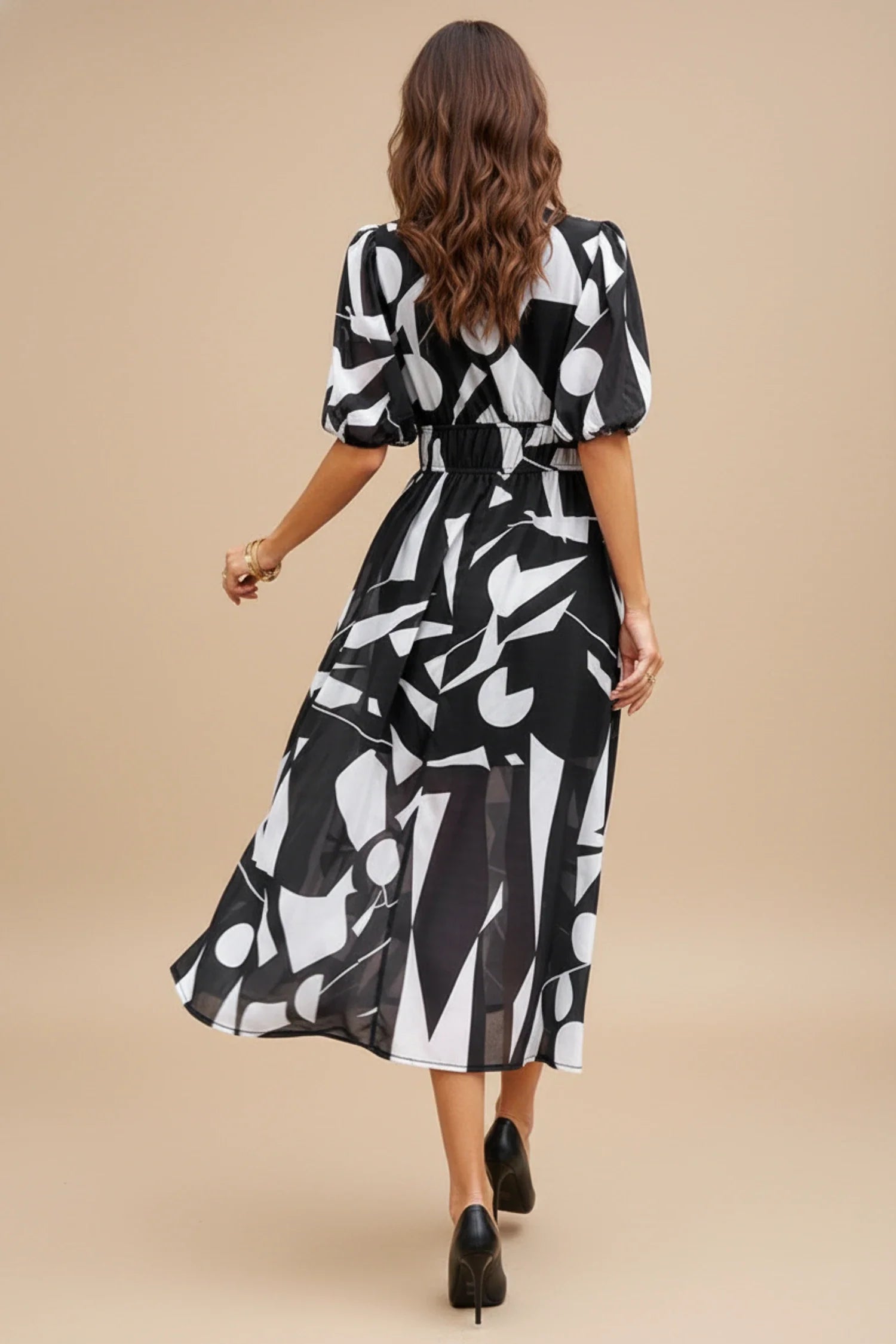 Luvrefashion | Floral A Line Midi Dress with V Neck for in Floral - image 6
