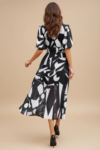 Luvrefashion | Floral A Line Midi Dress with V Neck for in Floral - image 6