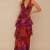 Floral V-Neck Maxi Dress for Women - Purple