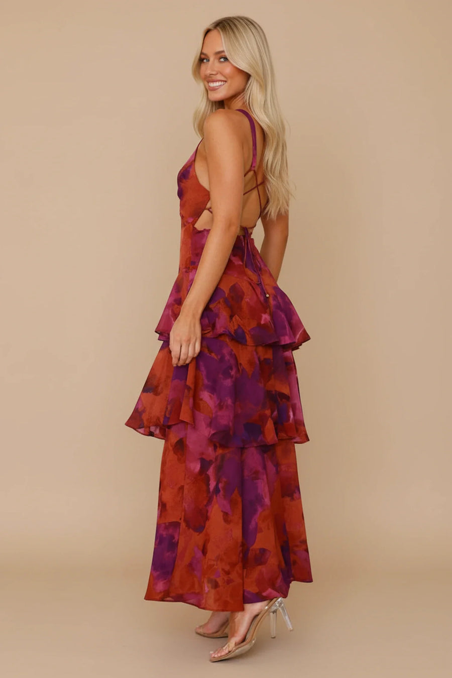 Luvrefashion | Floral V Neck Maxi Dress for in Green - styled look