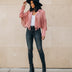 Fringed Motorcycle Jacket for Women - Pink