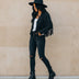 Fringed Motorcycle Jacket for Women - Black