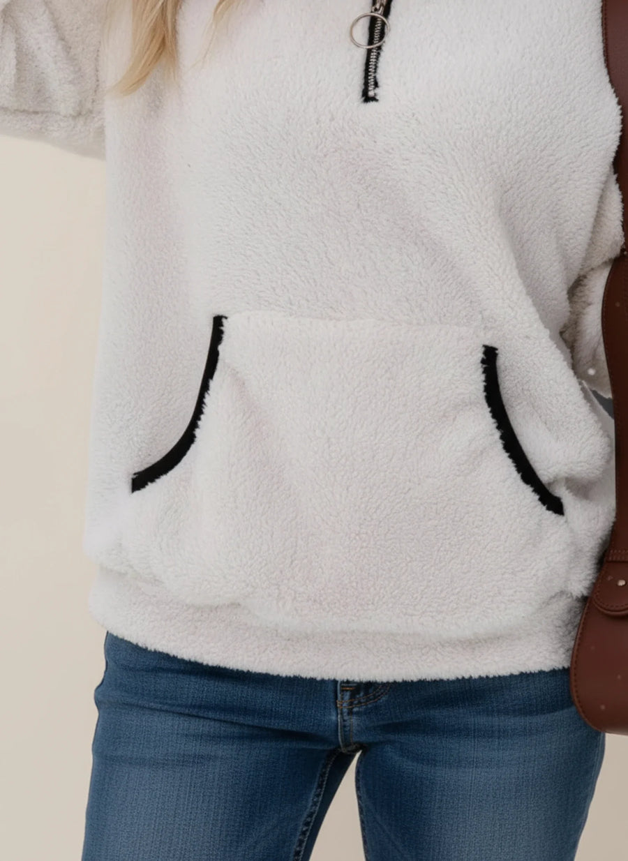 Luvrefashion | Cozy Half Zip Teddy Sweater for in Brown - image 8