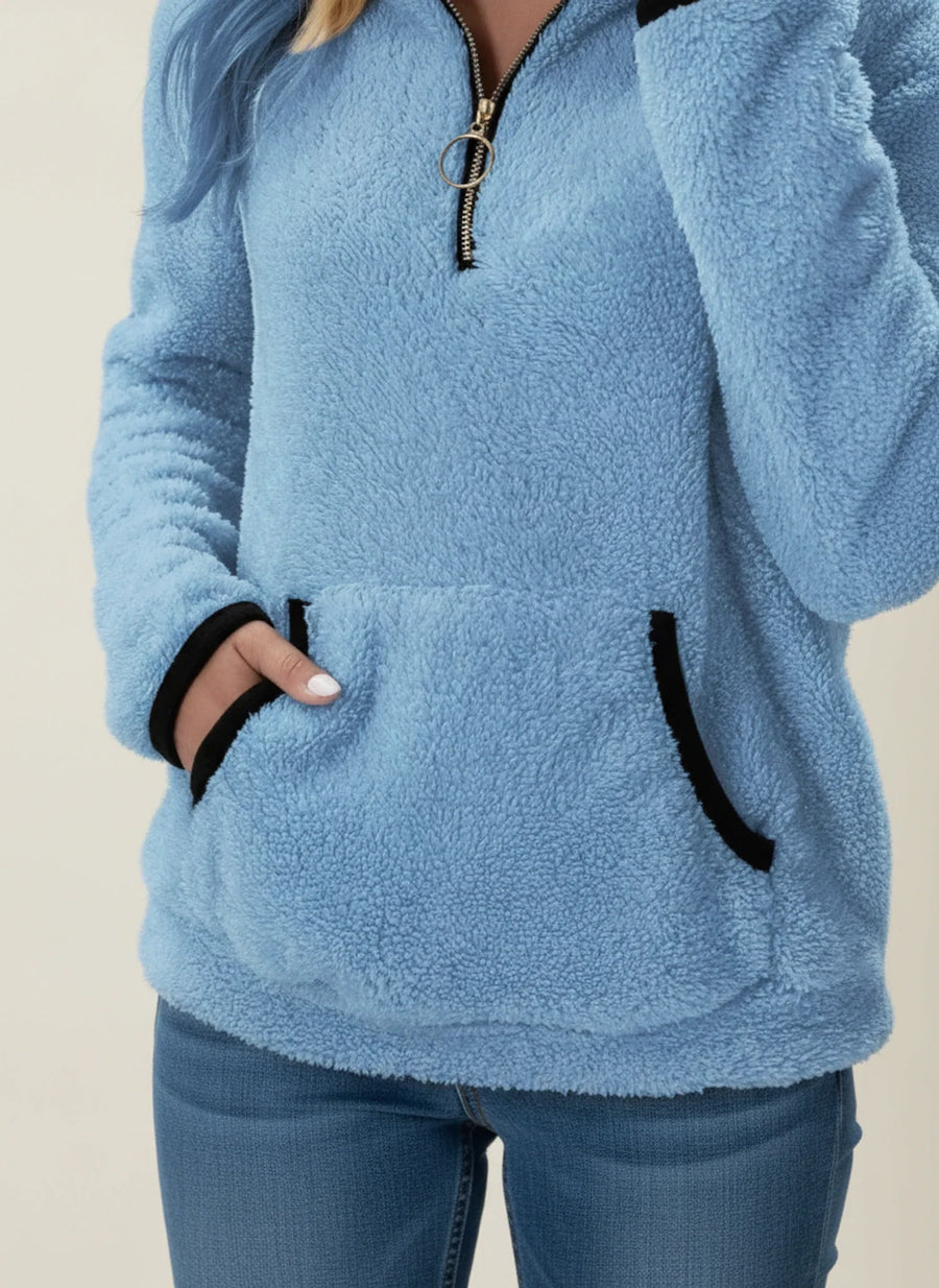 Luvrefashion | Cozy Half Zip Teddy Sweater for in Brown - image 6
