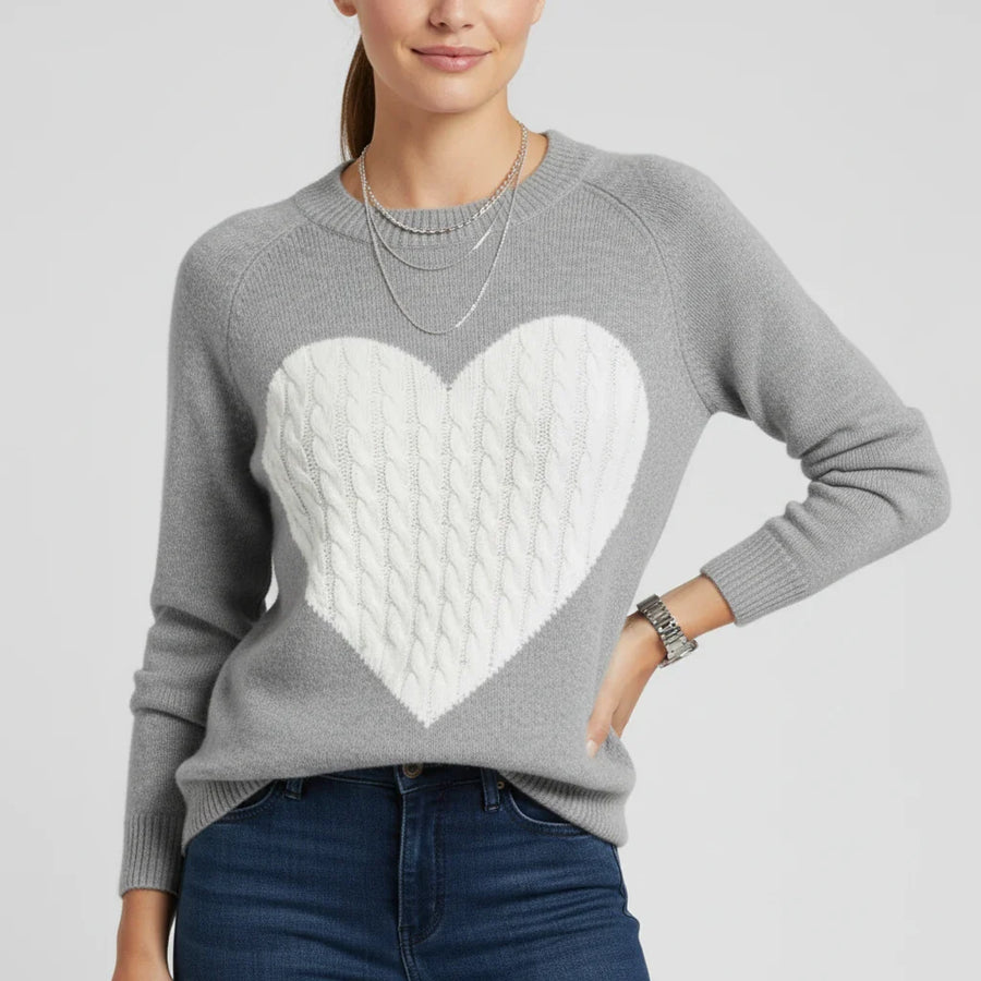 Luvrefashion | Heart Patterned Sweater for in Gray - side view