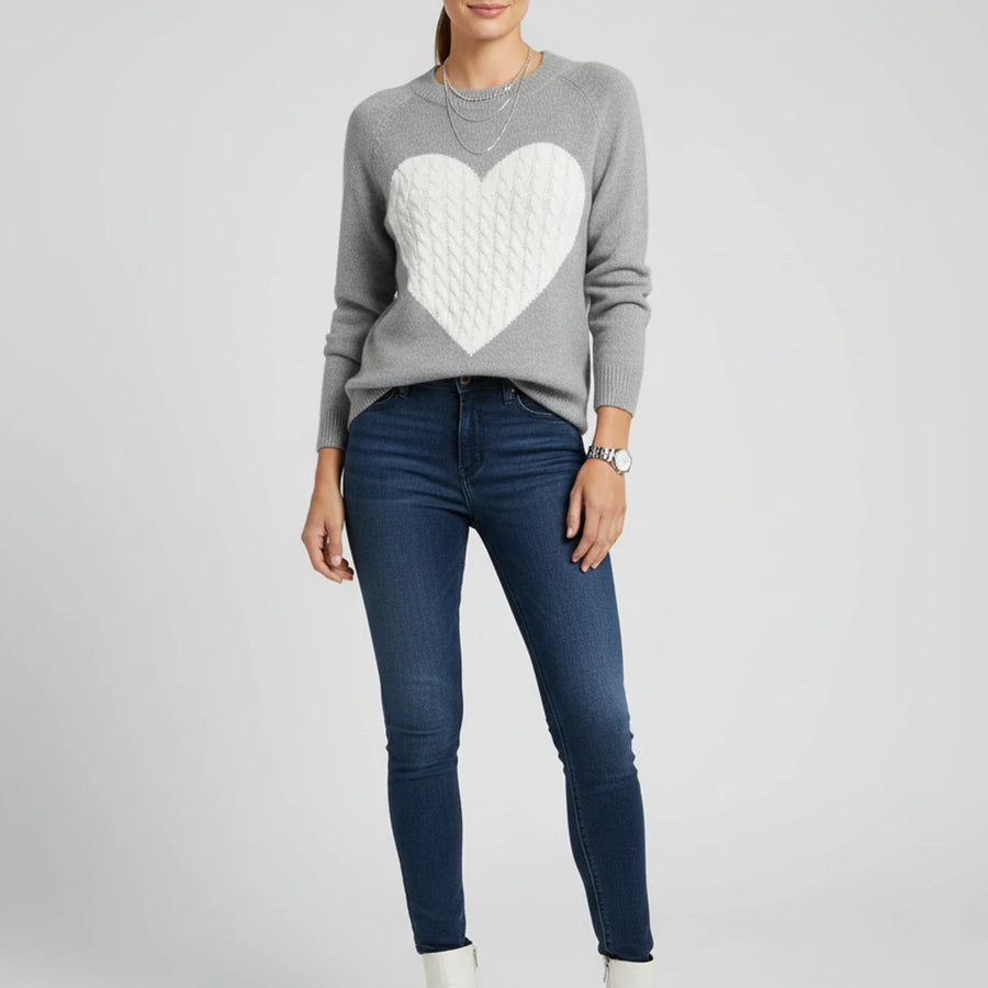 Luvrefashion | Heart Patterned Sweater for in Gray - back view