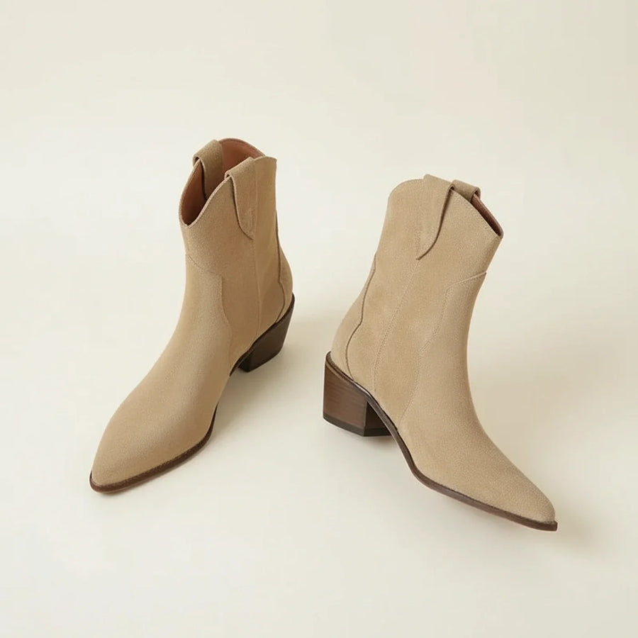 Luvrefashion | Ladies' Western Style Ankle Boots in Apricot - styled look