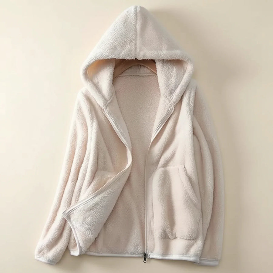 Luvrefashion | Ladies' Fleece Jacket with Hood in Pink - image 6