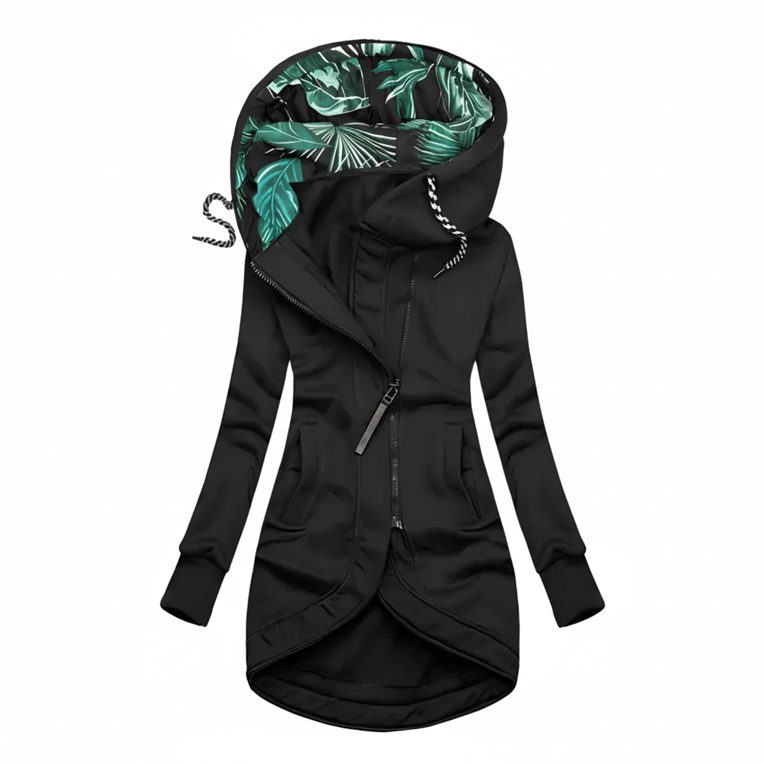 Luvrefashion | Hooded Winter Jacket with Tunic Length in Navy Blue - styled look