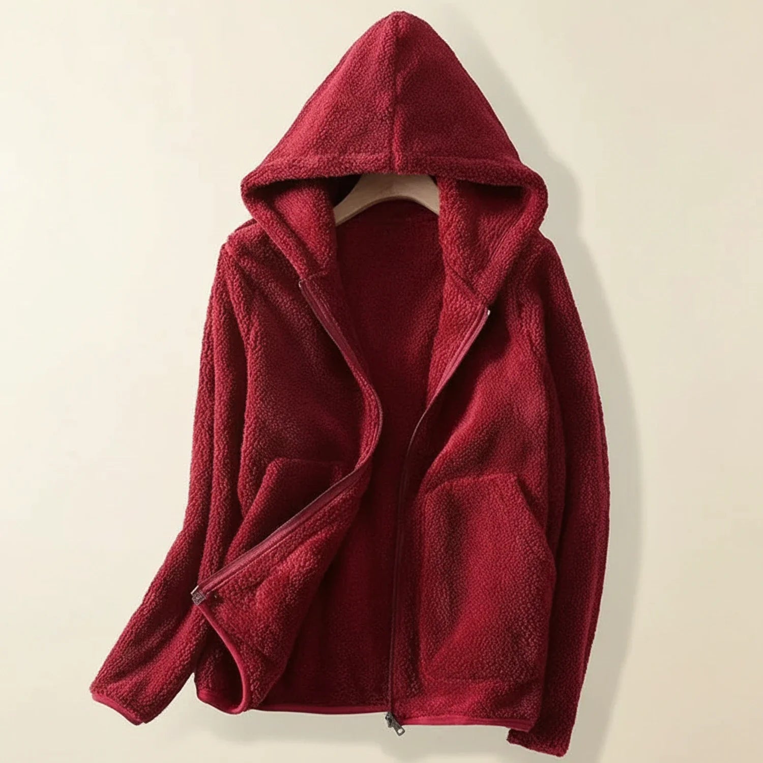 Luvrefashion | Ladies' Fleece Jacket with Hood in Pink - image 7