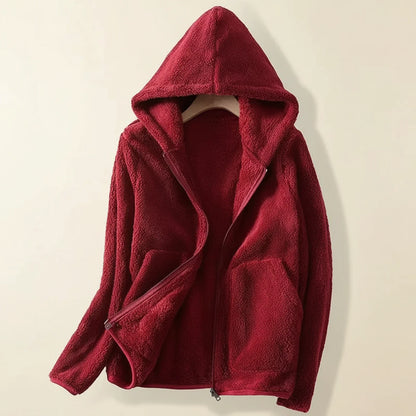 Luvrefashion | Ladies' Fleece Jacket with Hood in Pink - image 7