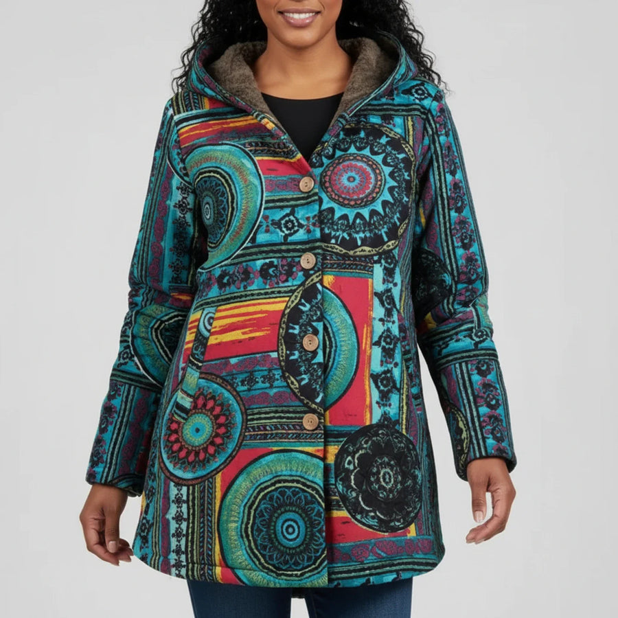 Luvrefashion | Bohemian Hooded Winter Jacket for in Multicolor - side view
