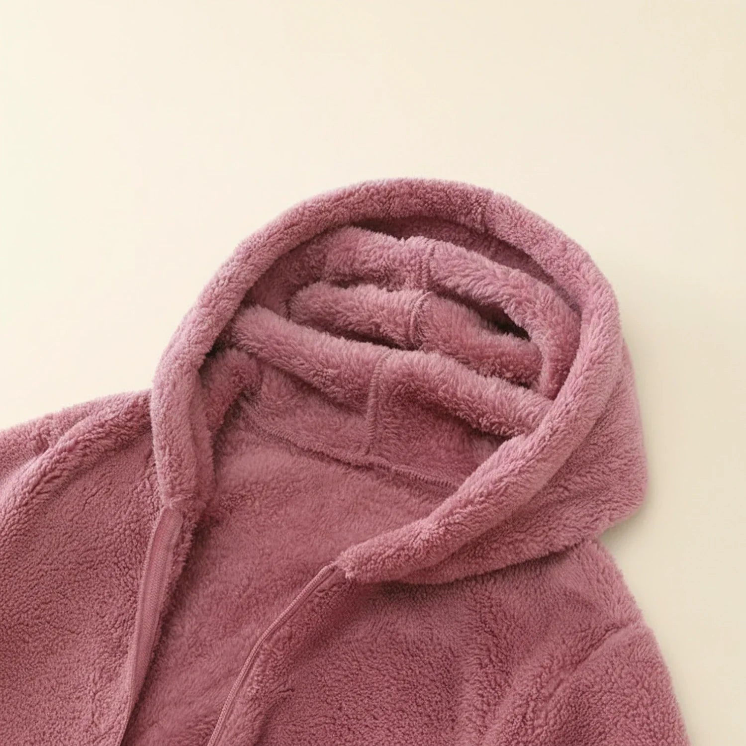 Luvrefashion | Ladies' Fleece Jacket with Hood in Pink - side view