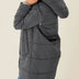 Women's Quilted Hooded Long Winter Coat - Dark Gray