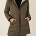 Women's Quilted Hooded Long Winter Coat - Army Green