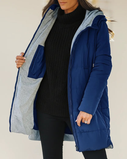 Luvrefashion | Quilted Hooded Long Winter Coat in Army Green - styled look