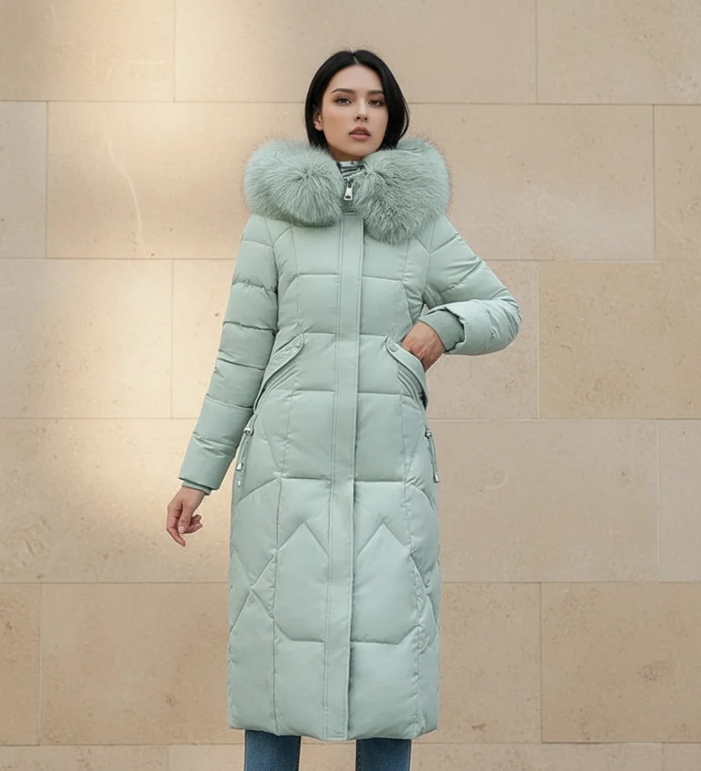 Quilted Hooded Jacket in White - image 9