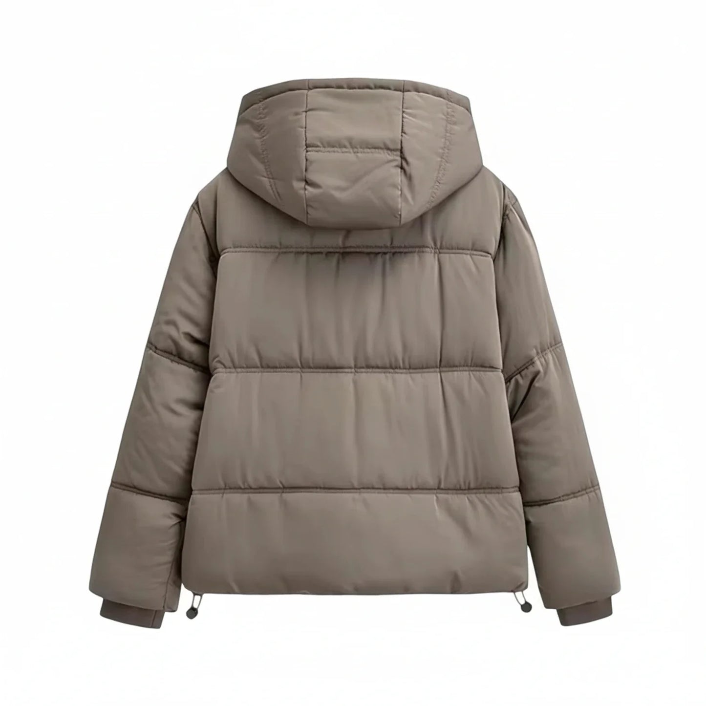 Luvrefashion | Winter Puffer Jacket with Hood in Khaki - side view