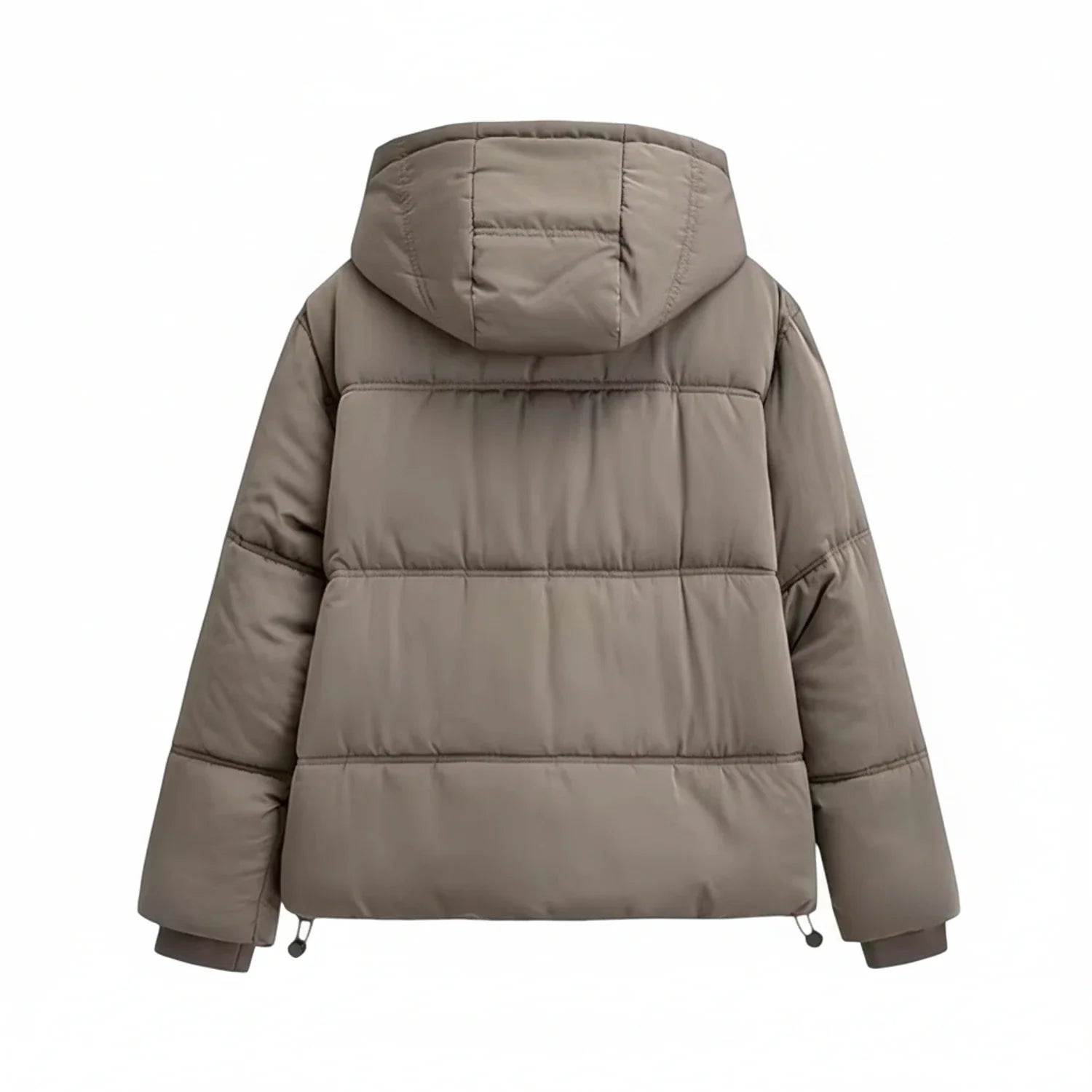 Luvrefashion | Winter Puffer Jacket with Hood in Khaki - side view
